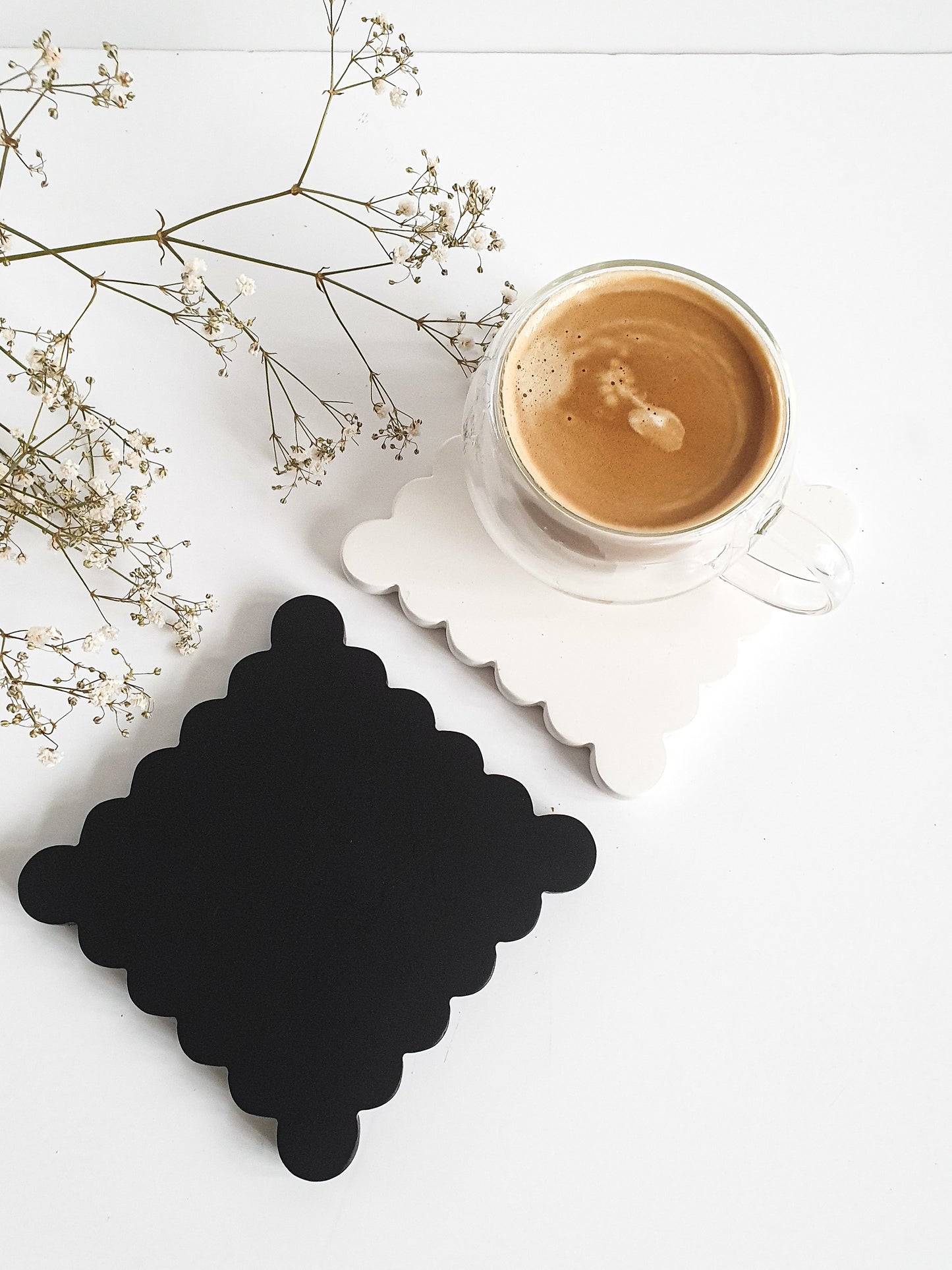 Original Square Scallop Drink Coasters Set