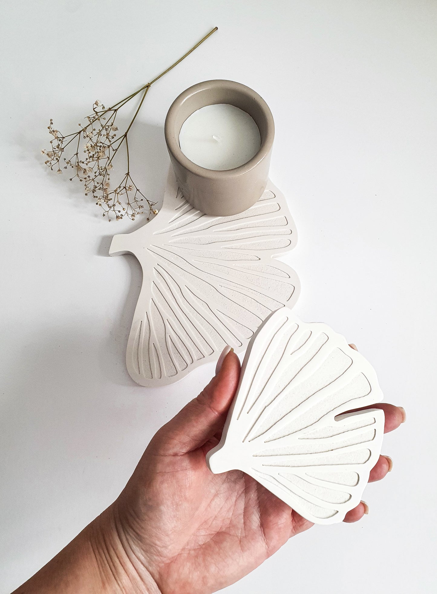 YESOstudio Ginkgo Biloba Leaf-Shaped Coasters and Display Tray
