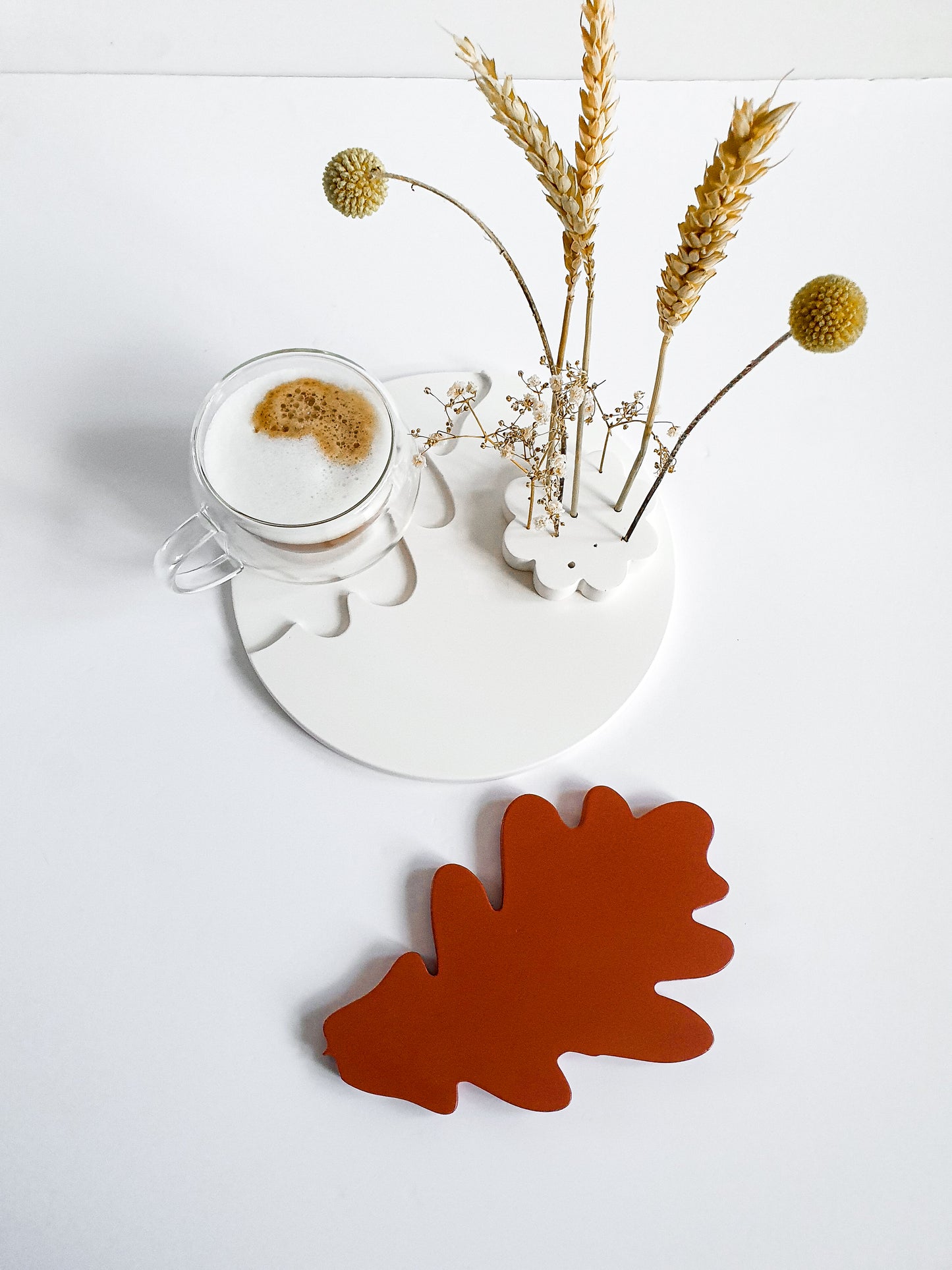 Oak Leaf Nesting Tray and Coaster Set