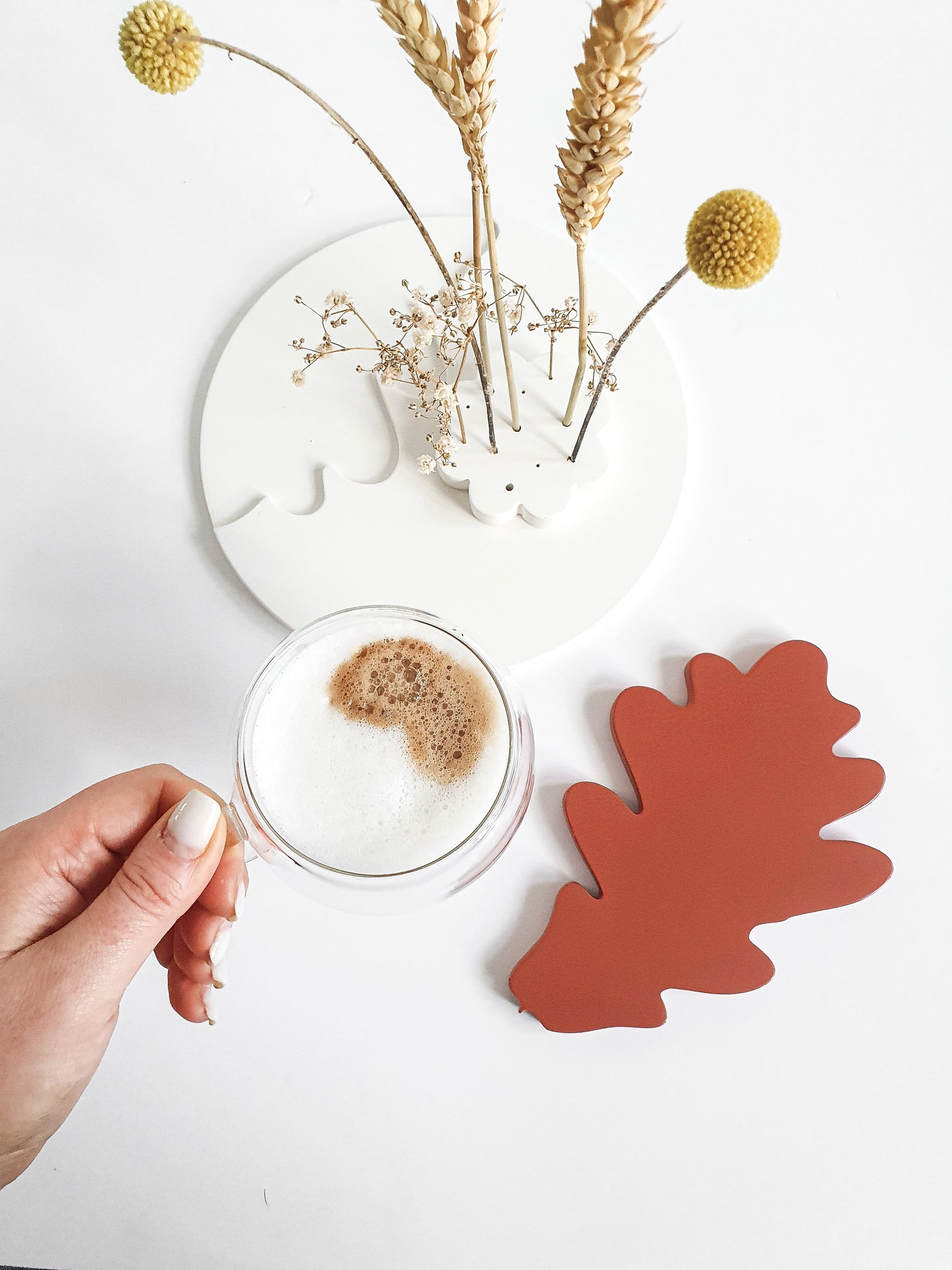 Oak Leaf Nesting Tray and Coaster Set