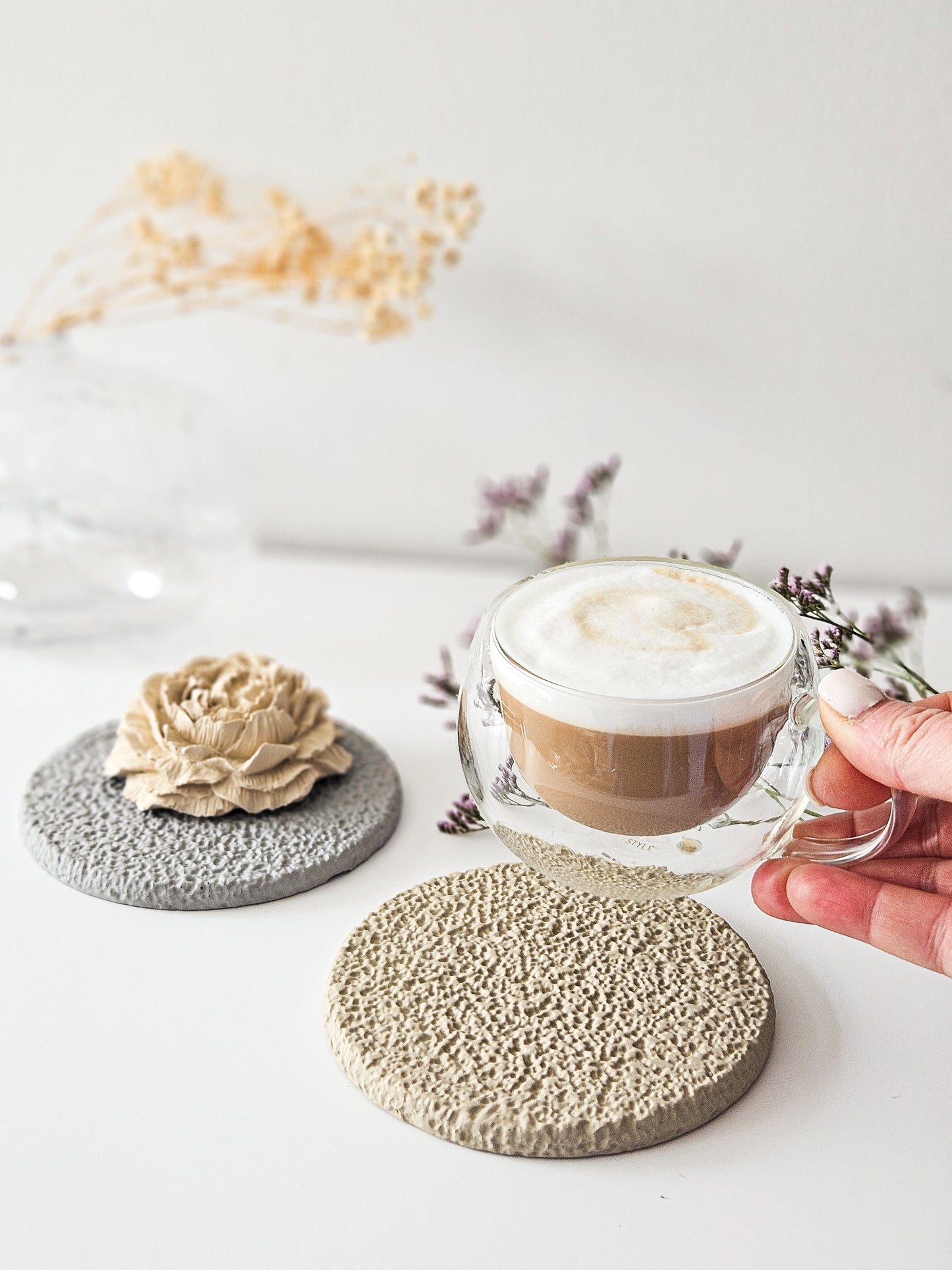 YESOstudio Stone Textured Drink Coasters Set