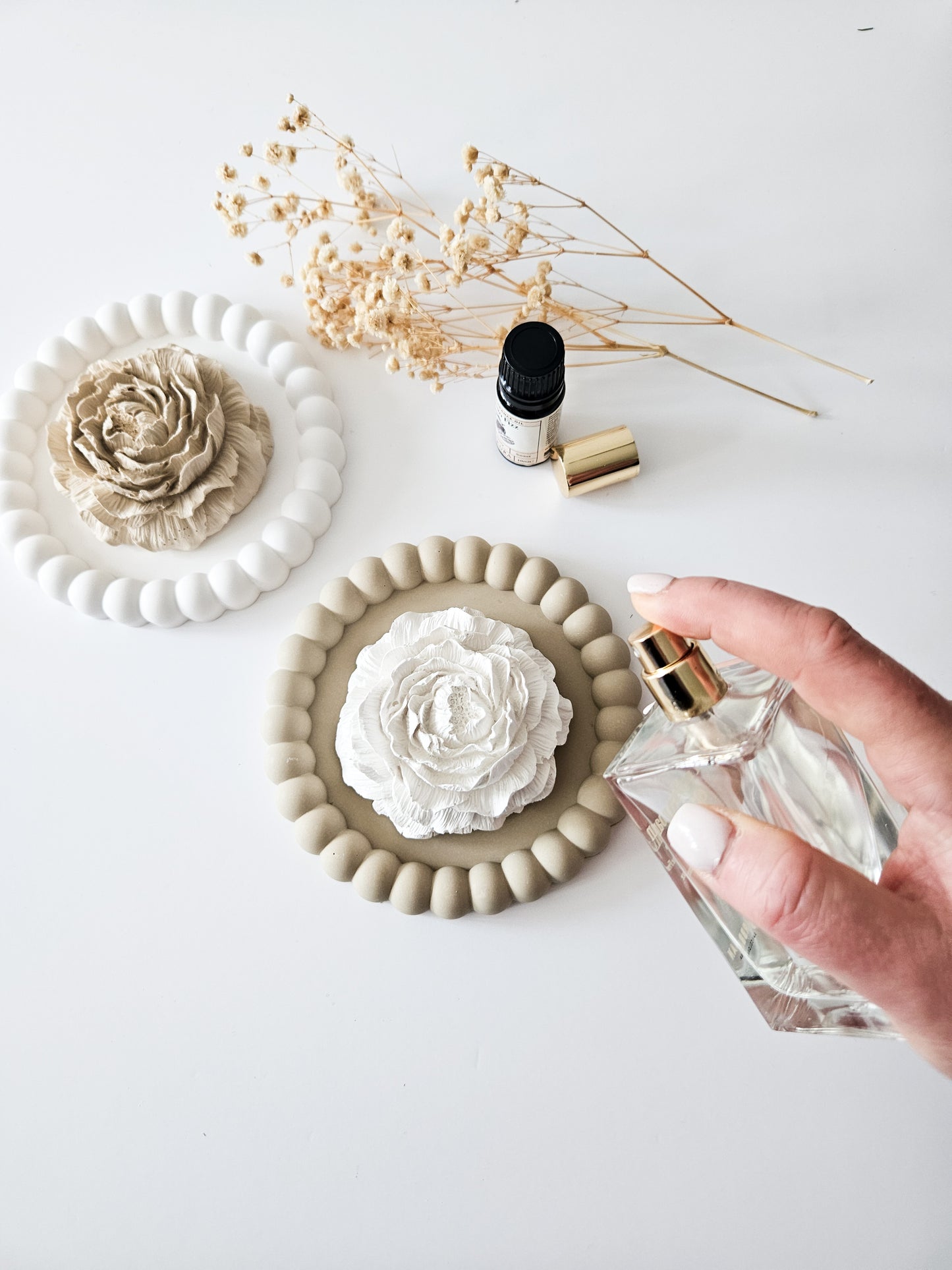 Peony Essential Oil Diffuser and Bubble Coaster Set
