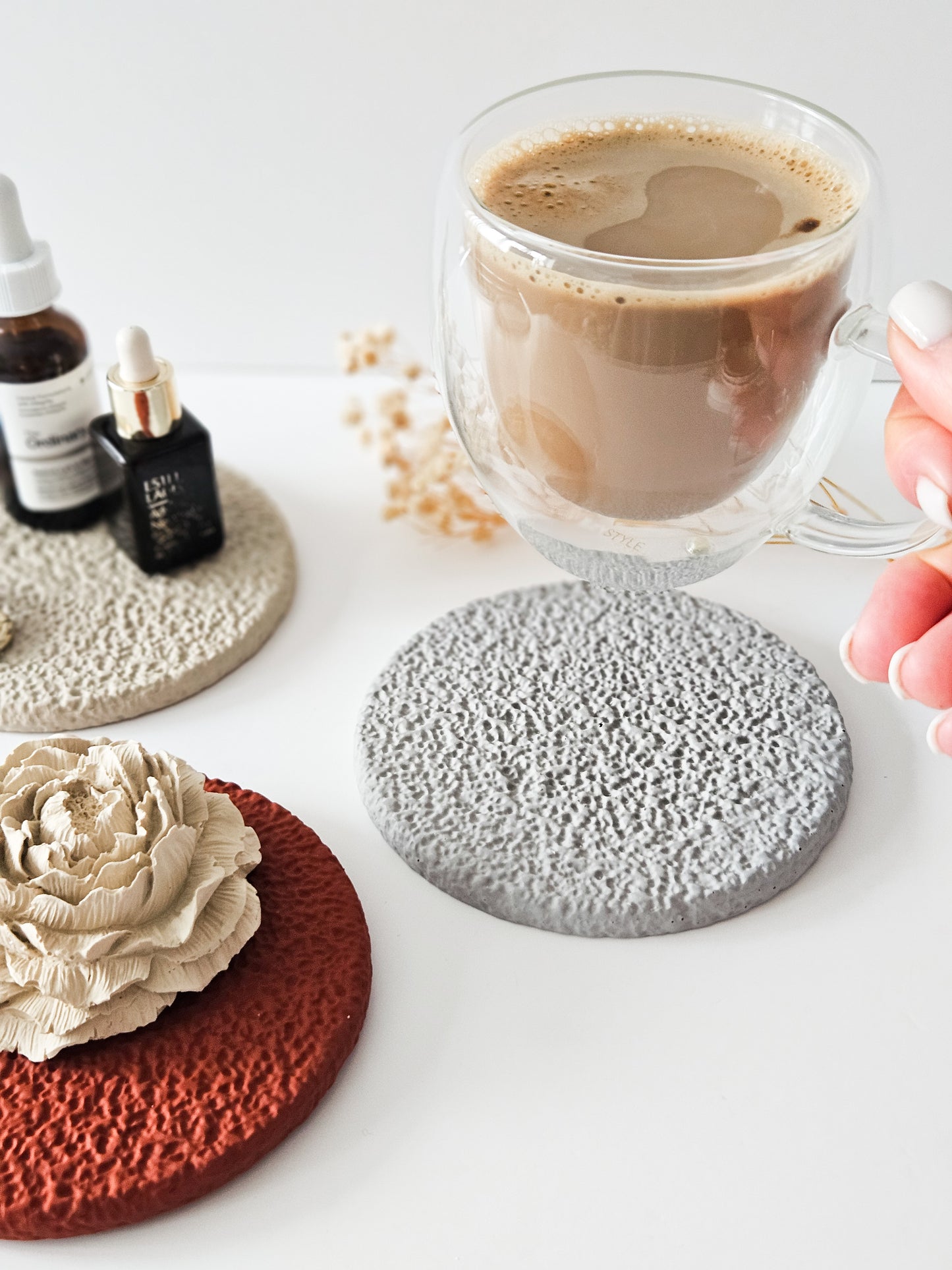 YESOstudio Stone Textured Drink Coasters Set