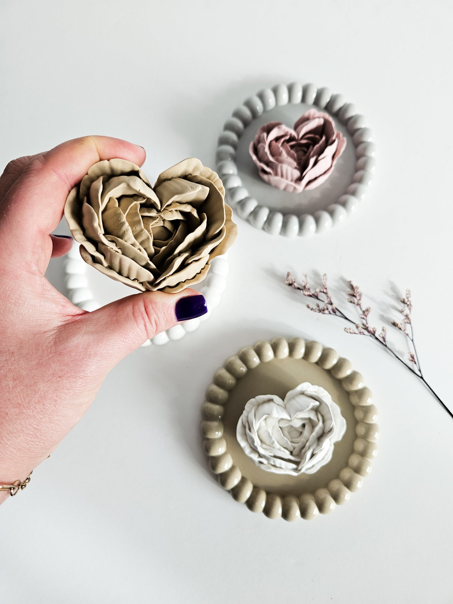 Heart Flower Diffuser and Bubble Coaster Set