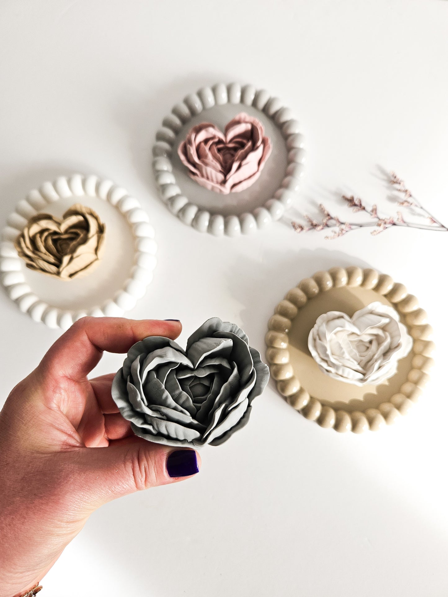 Heart Flower Diffuser and Bubble Coaster Set