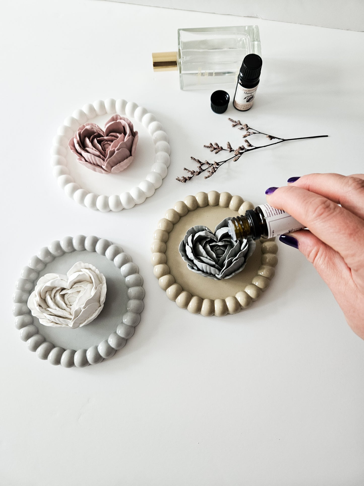Heart Flower Diffuser and Bubble Coaster Set