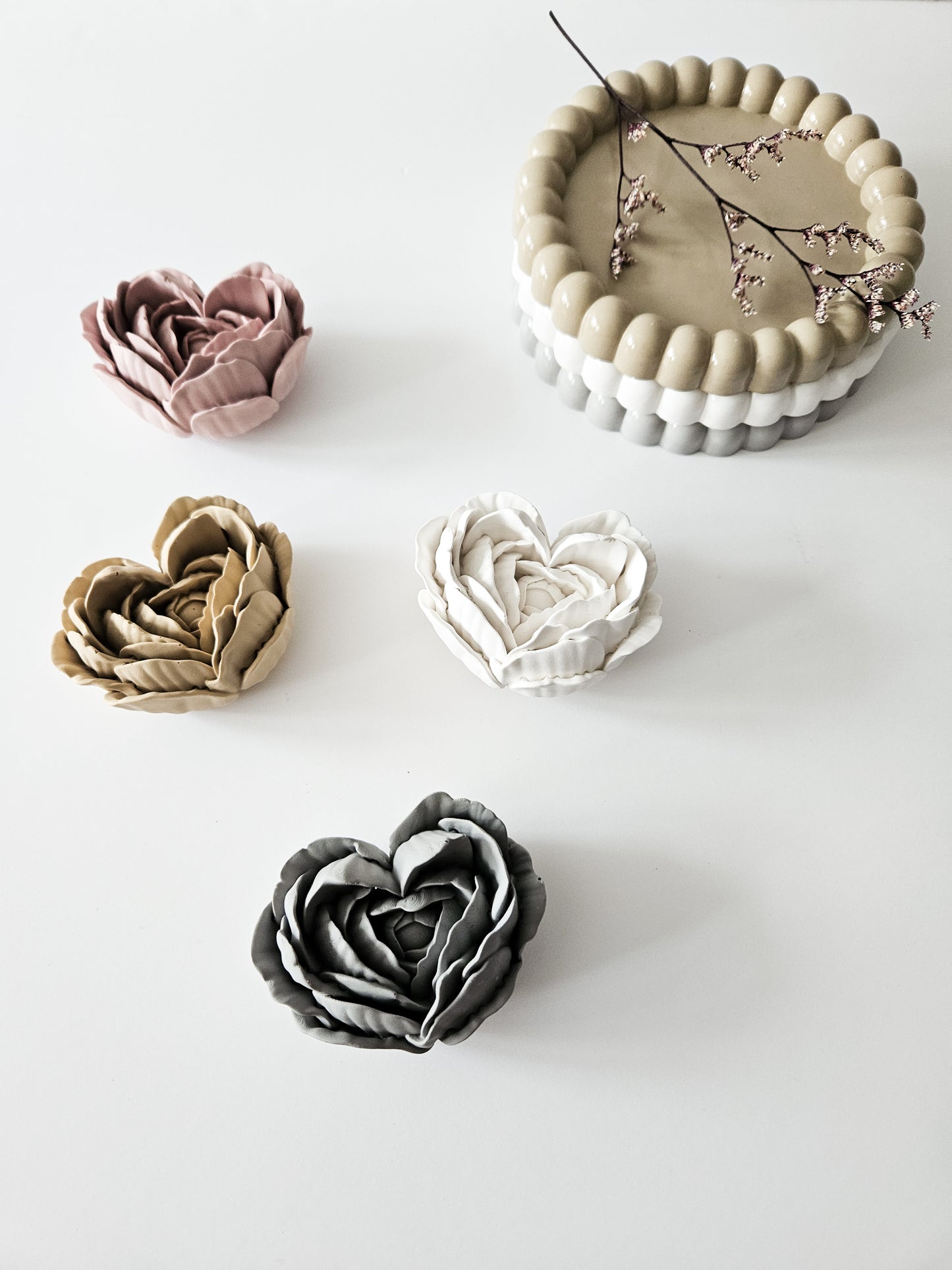 Heart Flower Diffuser and Bubble Coaster Set