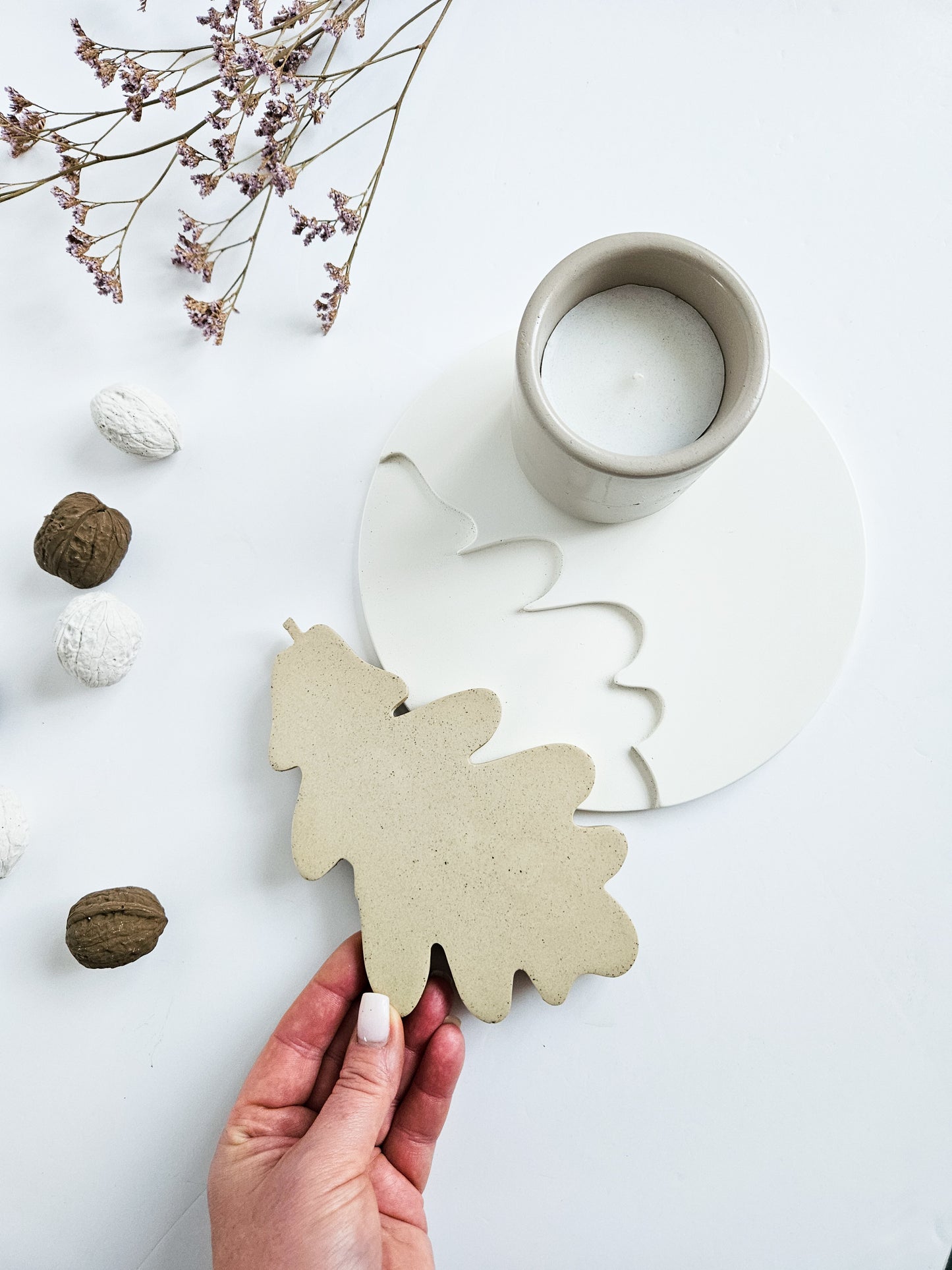 Oak Leaf Nesting Tray and Coaster Set