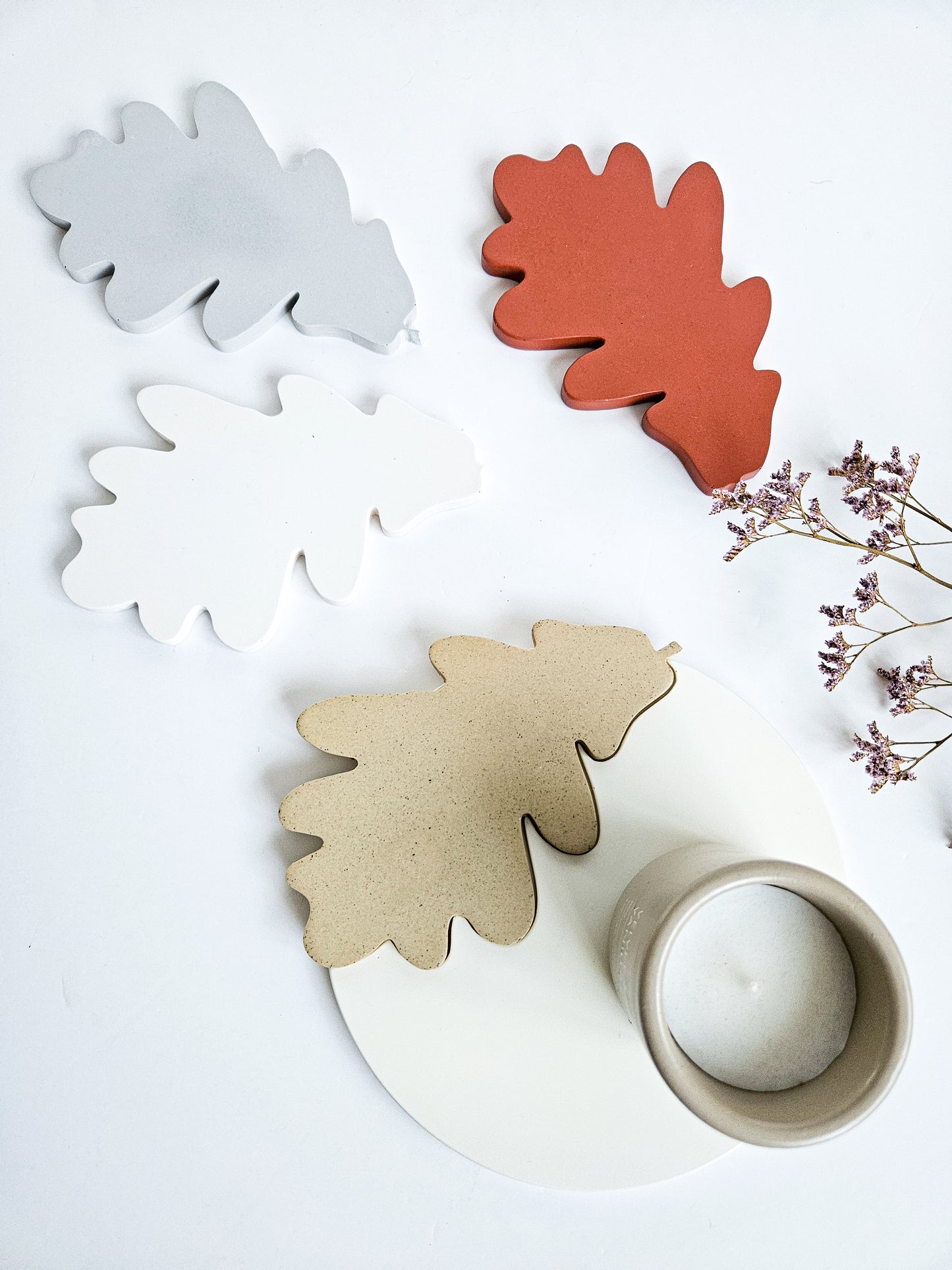 Oak Leaf Nesting Tray and Coaster Set