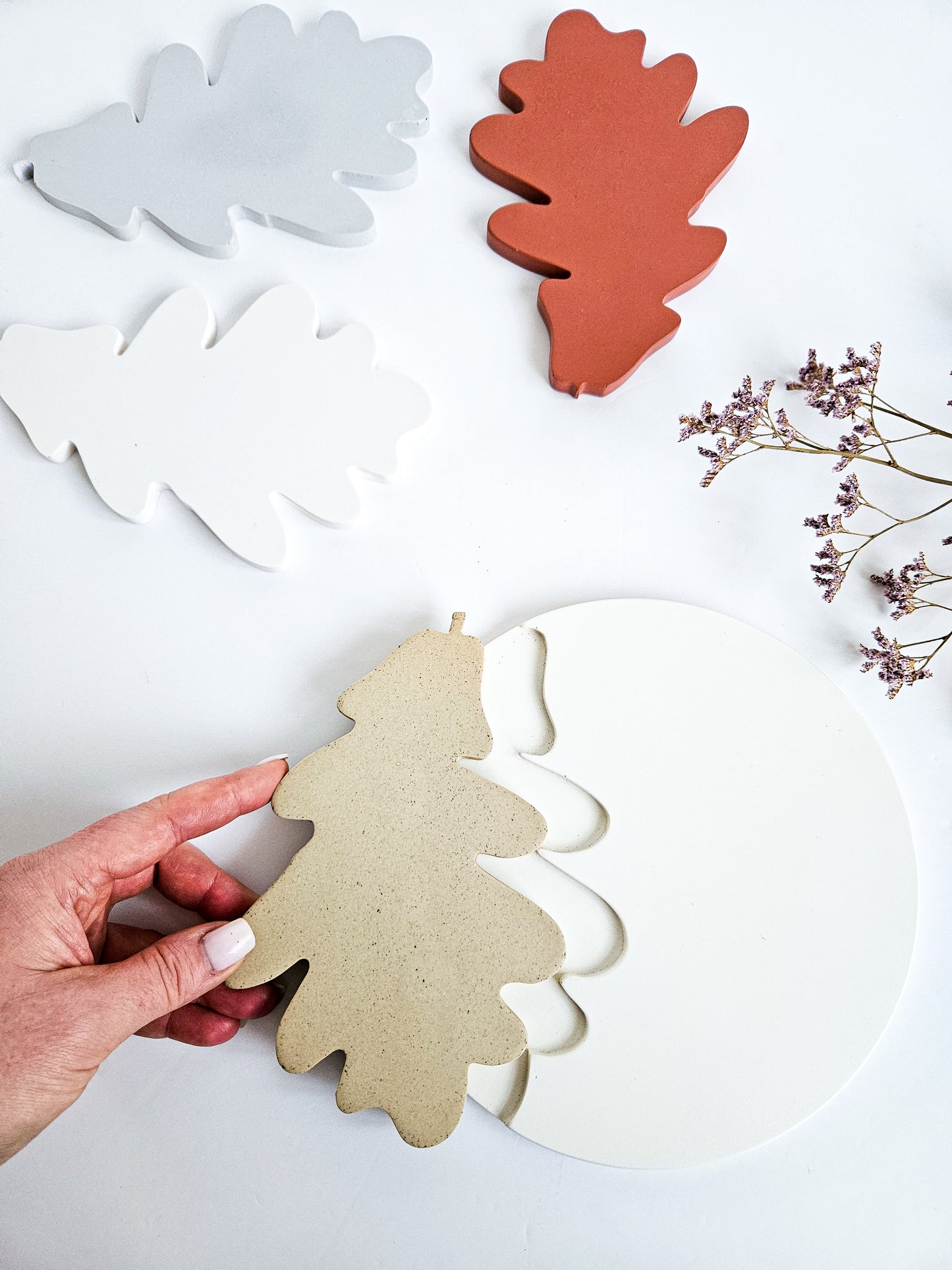 Oak Leaf Nesting Tray and Coaster Set