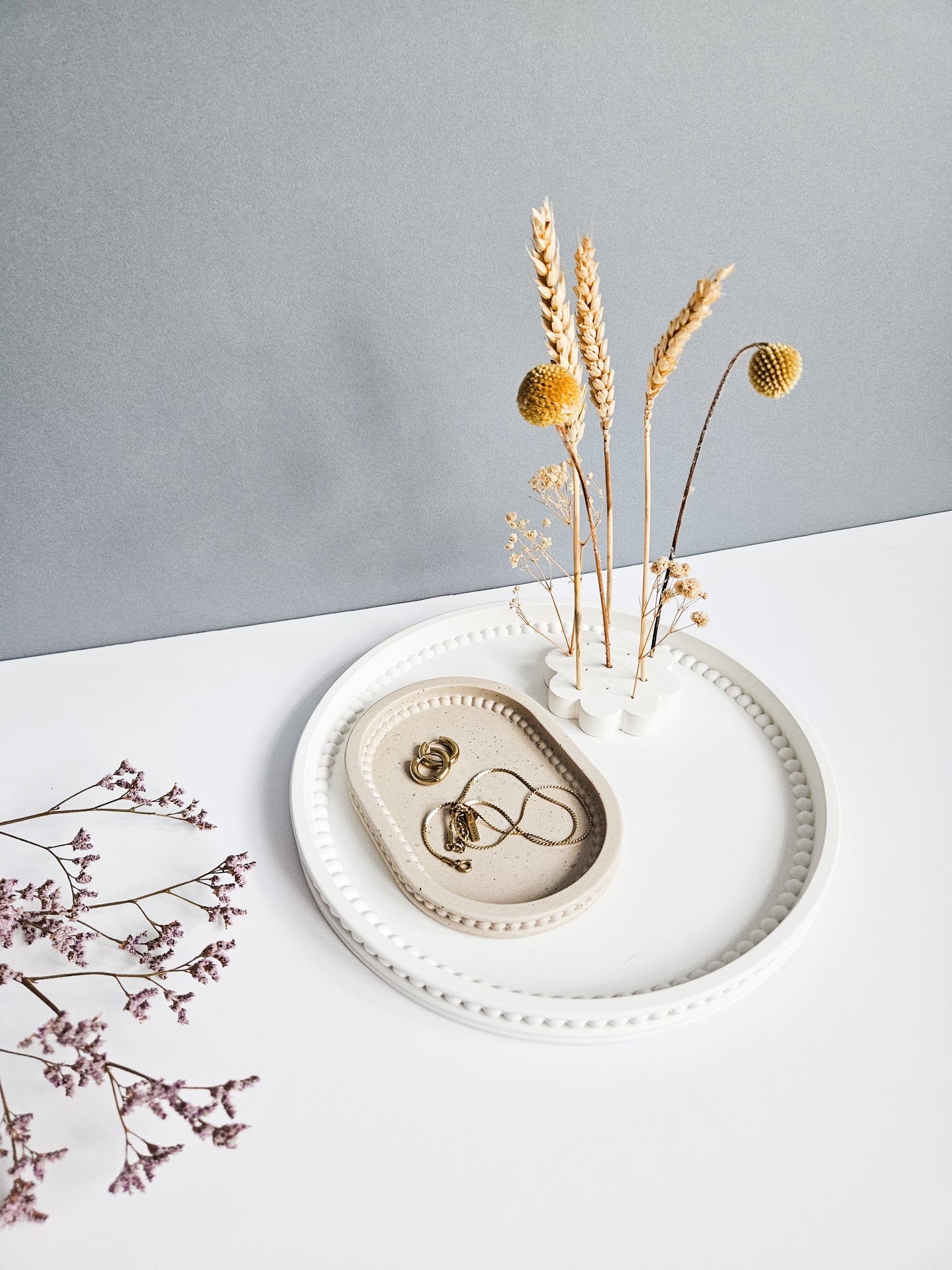 Oval Bobbin Beaded Tray Small