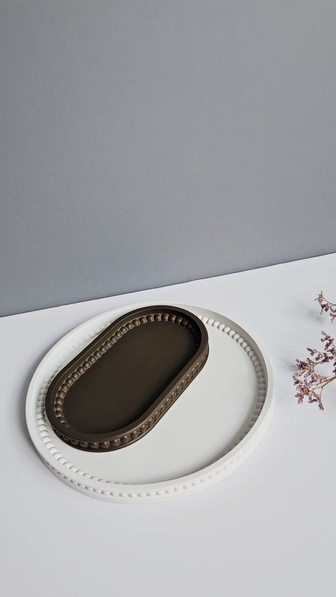 Oval Bobbin Beaded Tray Medium