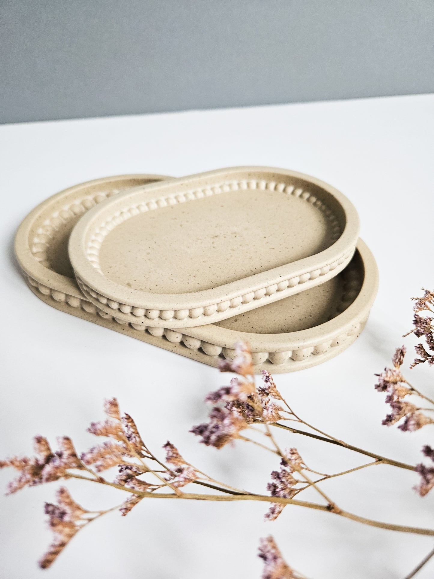 Oval Bobbin Beaded Tray Small