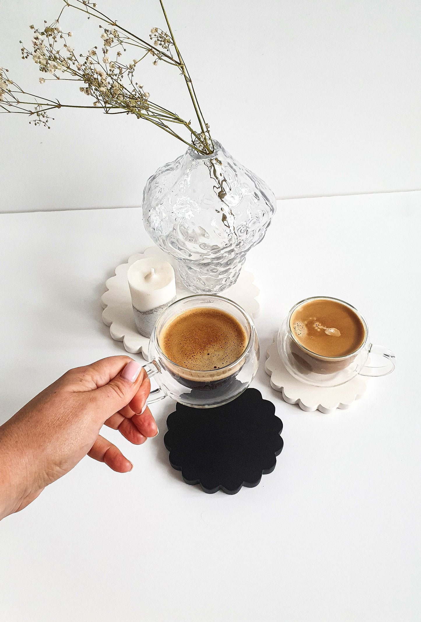 YESOstudio Original Stylish Scallop-Edged Coasters Set