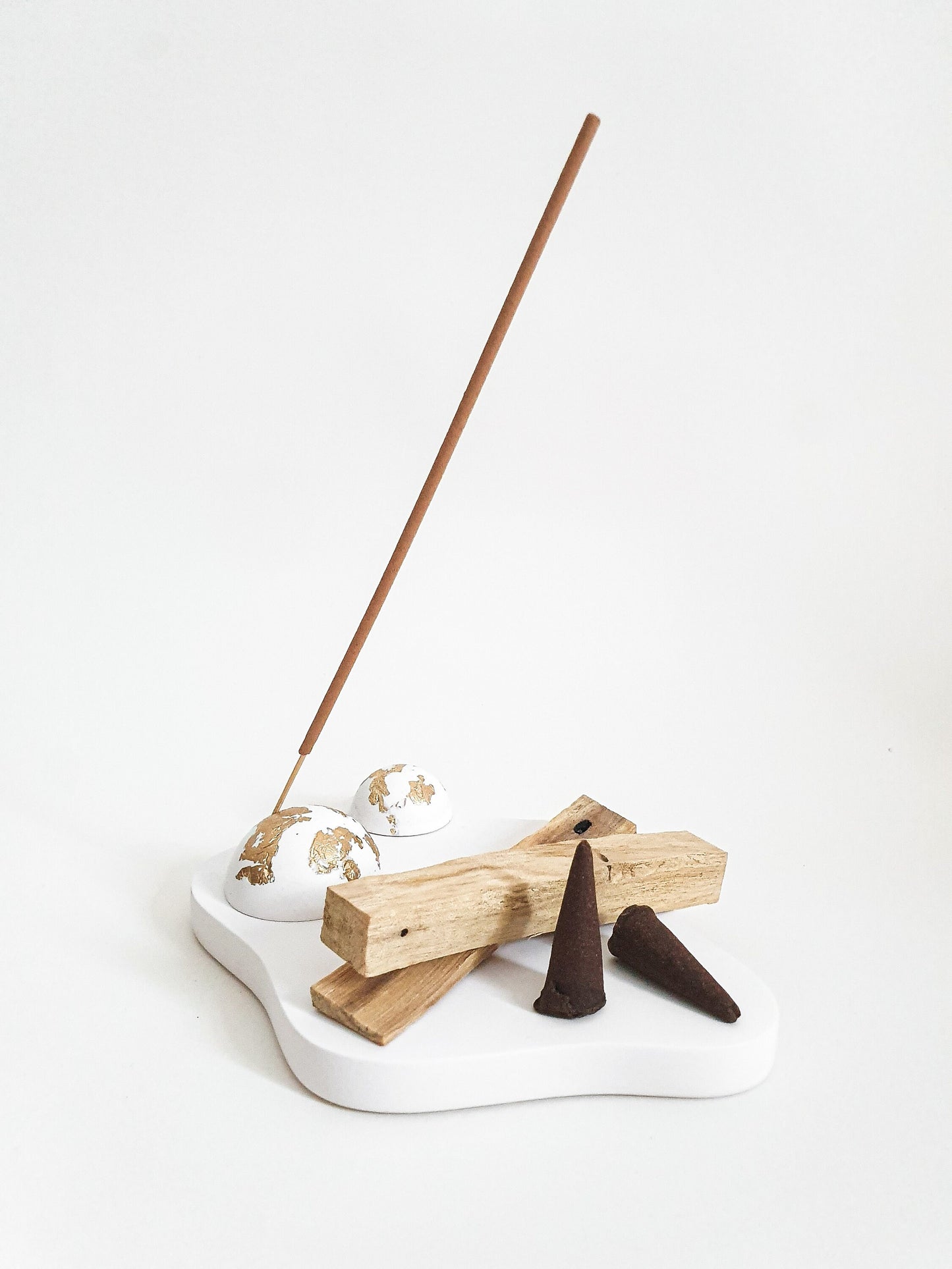 Hemisphere Incense Holder and Irregular Puddle-Shaped Coaster Set