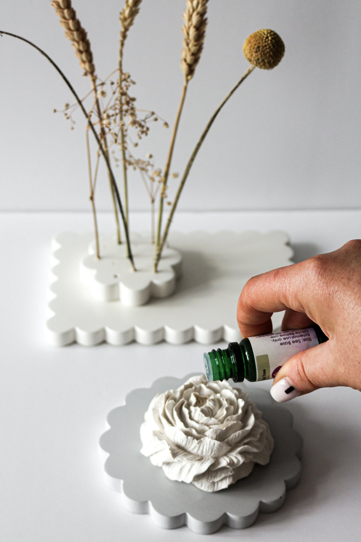 YESOstudio Peony Stone Diffuser and Scallop Coaster Set An Elegant Gift for Any Occasion