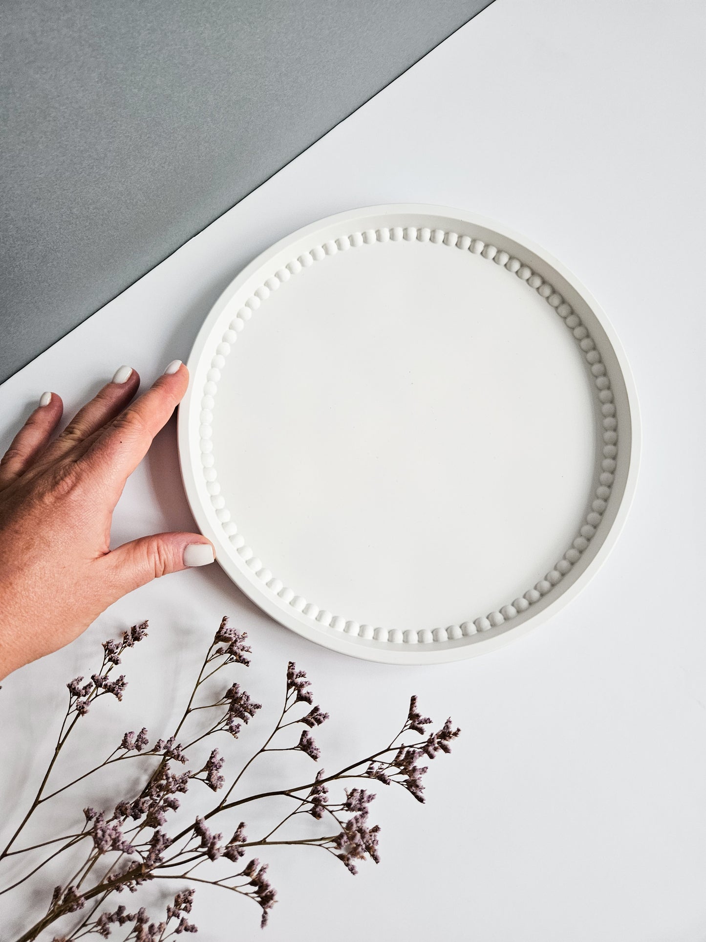 Round Bobbin Beaded Tray Large
