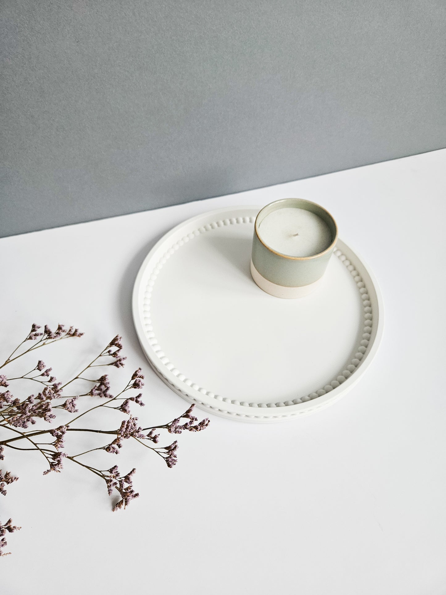 Round Bobbin Beaded Tray Large