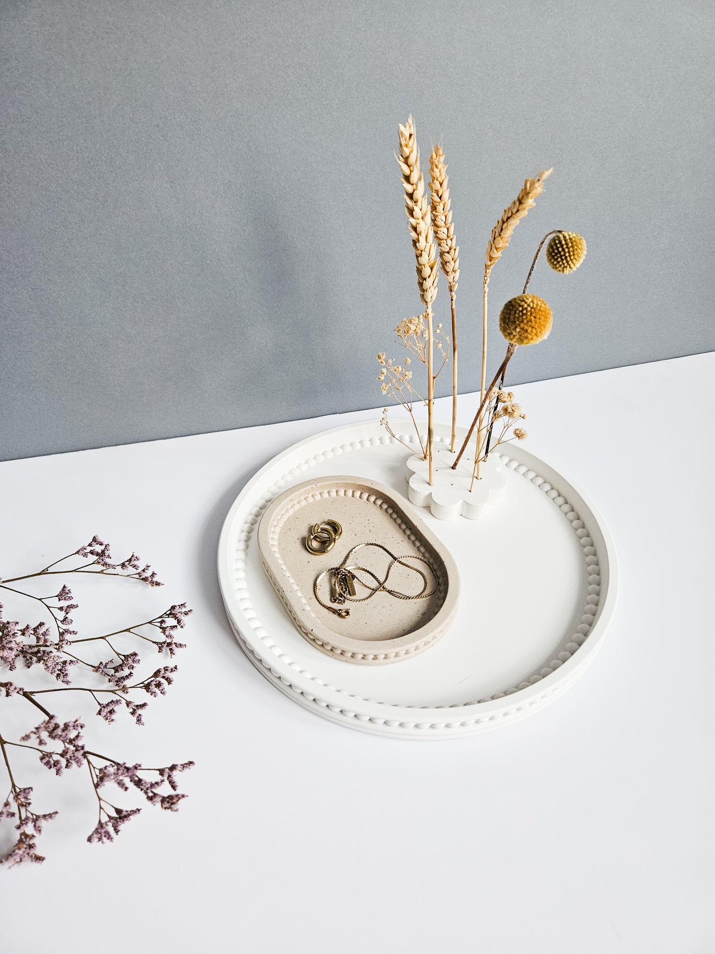 Round Bobbin Beaded Tray Large