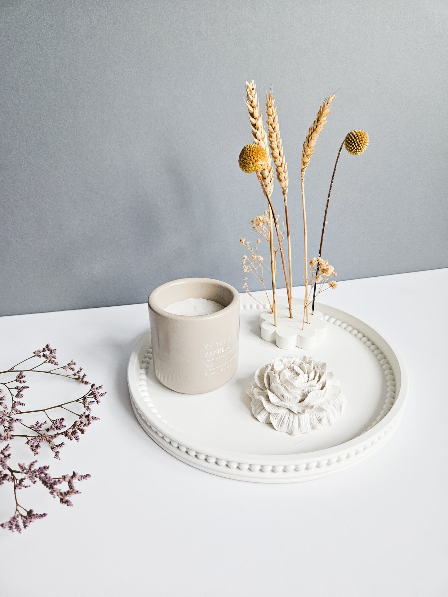 Round Bobbin Beaded Tray Large