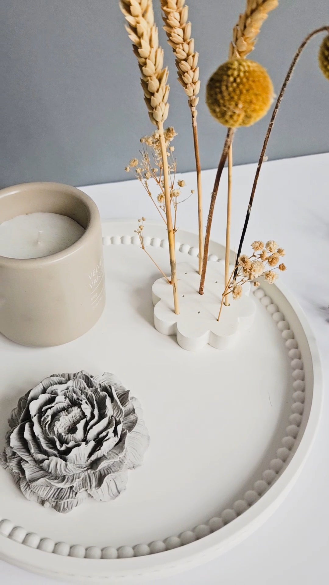 Round Bobbin Beaded Tray Large