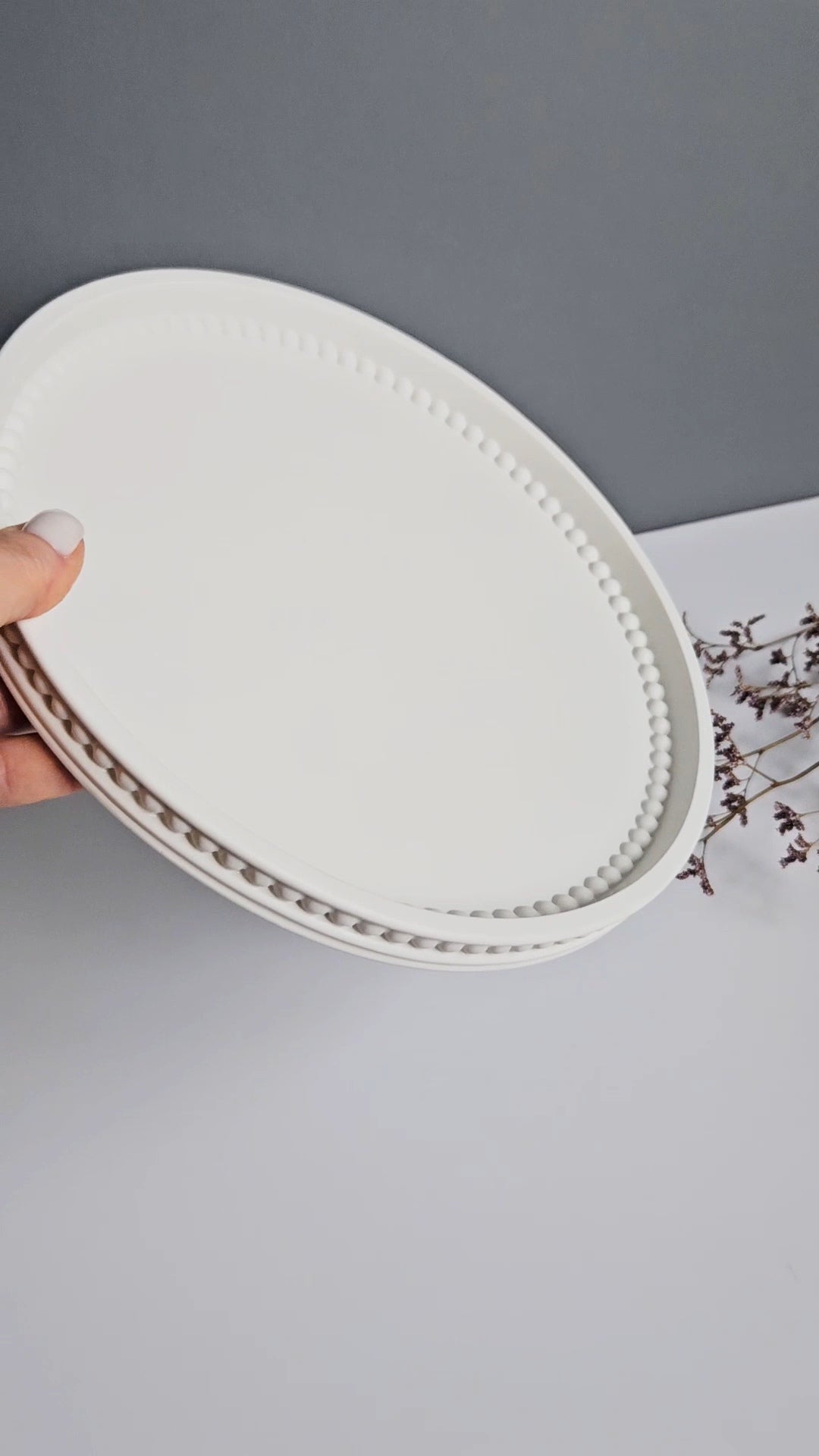 Round Bobbin Beaded Tray Large