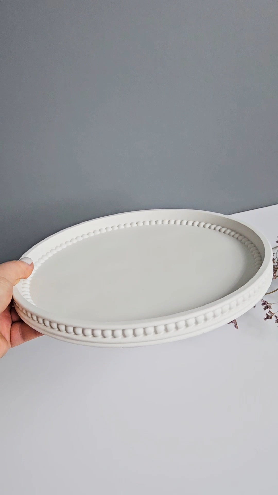 Round Bobbin Beaded Tray Large