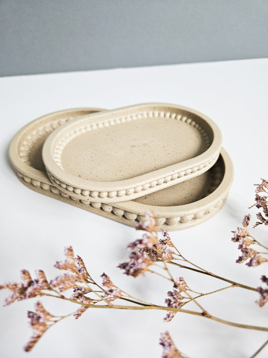 Oval Bobbin Beaded Tray Small